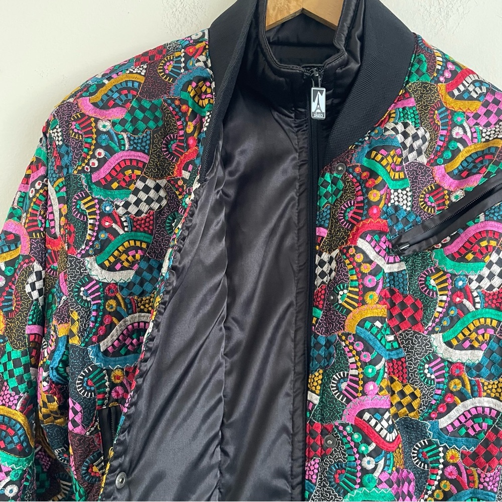 Vintage 80s Skea Paris Vail Embroidered Bomber Ski Jacket Multicolor Size 6 - Picture 4 of 8
